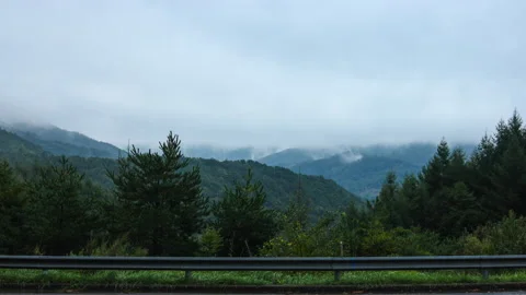 T/L 5K View of cloudscape over Taebaeksan mountain range Stock Footage 164010201
