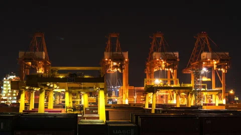 T/L Cargo Container in Sinhangman Busan, South Korea Representative harb 動画素材 164000291