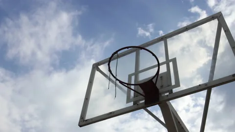 T/L Dramatic moving cloud background of A basketball ring Stock Footage 162599223