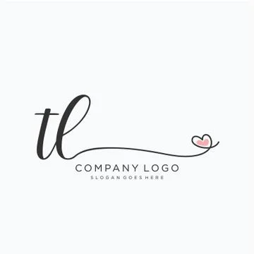 TL Initial handwriting logo design Illustrazione stock