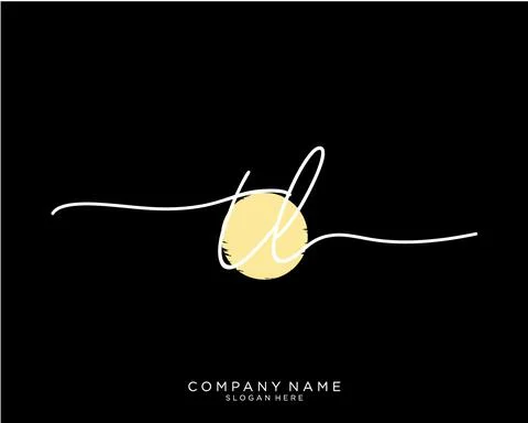 TL Initial handwriting logo design Stock Illustration