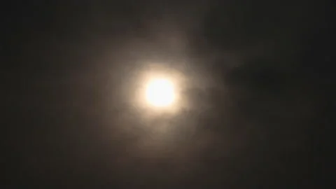 T/L Moving Full moon in mist night day Stock Footage 162596935