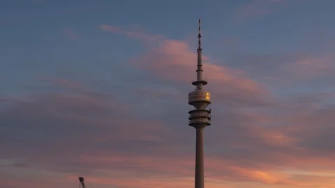 TL ND 4K+ - Olympic Park Munich with TV Tower - slow Zoom out transition Stock Footage 90282805