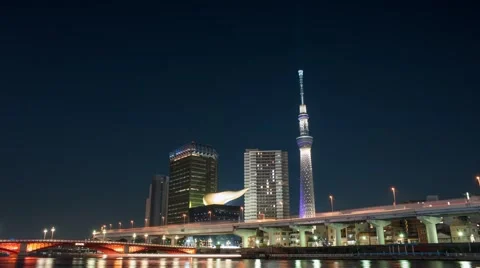 T/L Night at Sumida river, Tokyo, Japan Stock Footage 40696235