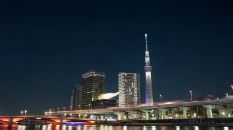 T/L Night at Sumida river, Tokyo, Japan Stock Footage 40696249