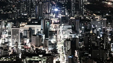 T/L Point graphic view of Night scenery of downtown in Busan, South Kore Stock Footage 164011720