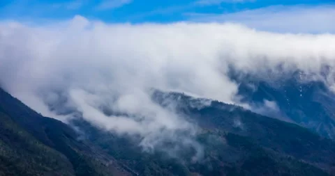 T/L shot of Cloud waterfall in Western Sichuan/Sichuan,China Stock Footage 97237958