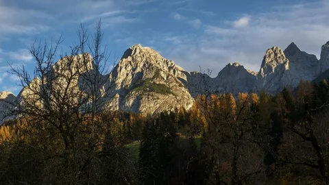 TL Timelapse of morning sun at the Tennengebirge in Pfarrwerfen Salzburg Stock Footage