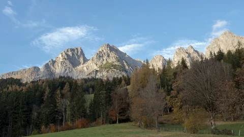 TL timelapse soft clouds at sunset at the Tennengebirge Salzburg Stock-Footage 99687299