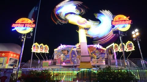 TL TX State Fair Night Spinner Ride 스톡 동영상 45869543