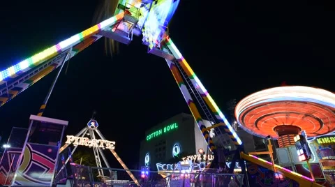 TL TX State Fair Night 180 Spinner Carousel Cotton Bowl 스톡 동영상 45869609
