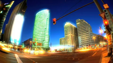 T/lapse modern city night Stock Footage