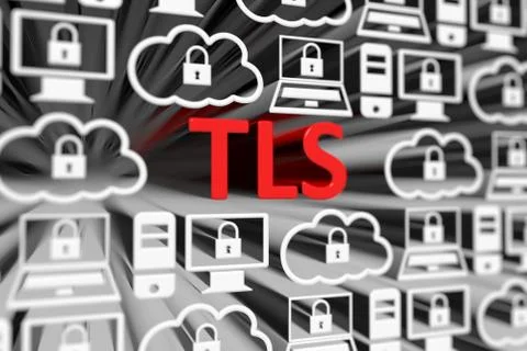 TLS concept blurred background 3d render illustration Stock Illustration