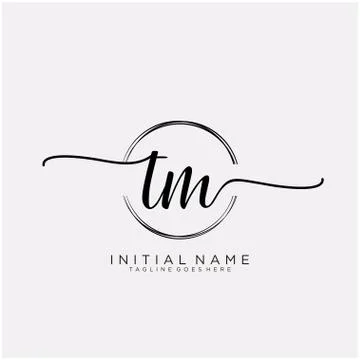TM Initial handwriting logo with circle template vector Illustrazione stock