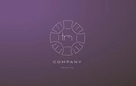 Tm t m monogram floral line art flower letter company logo icon design Stock Illustration