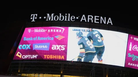 TMobile VGK Sign Zoom Out Stock Footage