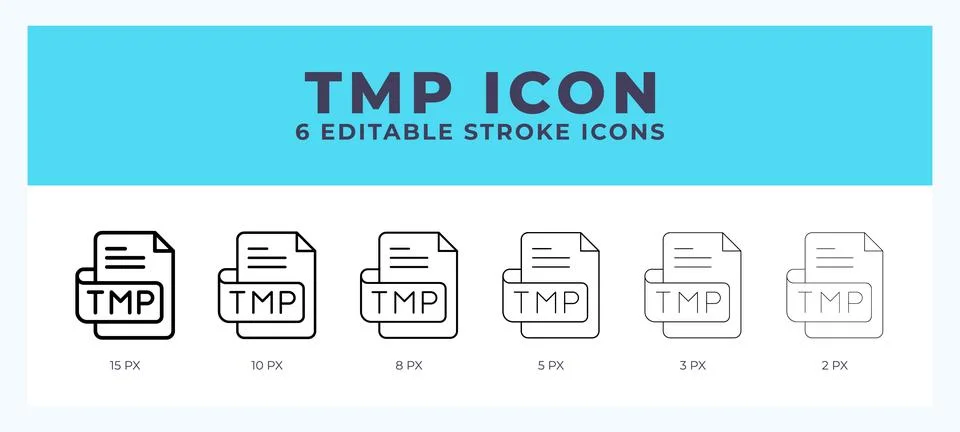Tmp file icon. Editable stroke line icon vector illustration. 스톡 일러스트