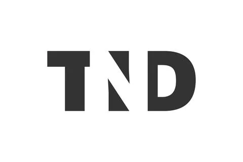 TND logo design. Initial letter T N D bold font style for tech startups, co.. Stock Illustration