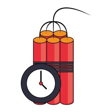 Tnt detonator with timer symbol isolated 库存插图