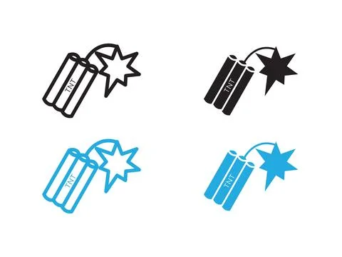 TNT dynamite icon black and white vector outline sign Stock Illustration