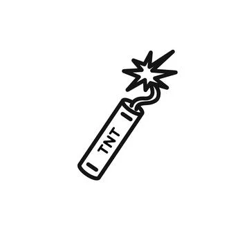 TNT dynamite icon outline collection in black Illustrazione stock