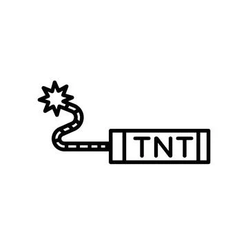TNT dynamite linear logo mark in black and white Stock Illustration