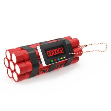 TNT dynamite red bomb with a timer isolated on a white background Stock Illustration