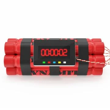 TNT dynamite red bomb with a timer isolated on a white background Stock Illustration