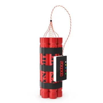TNT dynamite red bomb with a timer isolated on a white background Stock Illustration
