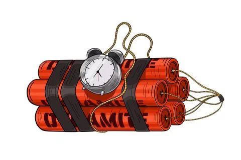 TNT dynamite red bomb with a timer isolated on a white background Stock Illustration