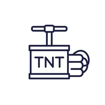 TNT explosive icon, dynamite with detonator line vector Stock Illustration