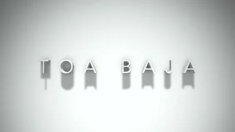 Toa Baja 3D title animation with shadows on a white background Video stock 296002286