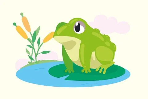 Toad animal spring floating Stock Illustration