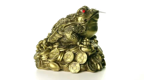 Toad feng shui on a white background loop Stock Footage 30578487