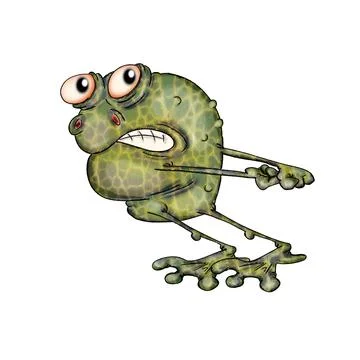 A toad pulling an imaginary object. Illustration on white background. 스톡 일러스트