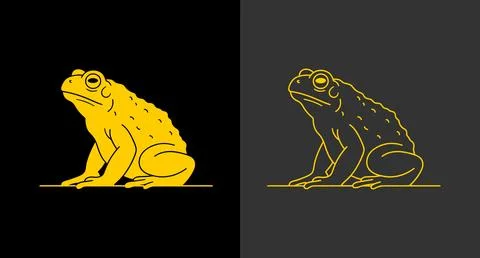 Toad vector graphic illustration in yellow silhouette and outline style Stock Illustration