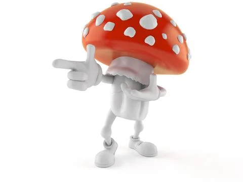 Toadstool character pointing finger Stock Illustration