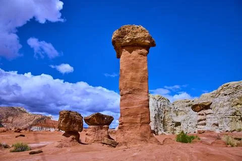 Toadstool Hoodoo Sandstone Formations and Blue Sky Kanab Utah Stock Photos