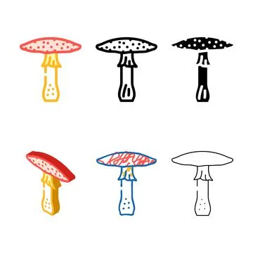 Toadstool mushroom color icon vector stylized Stock Illustration