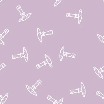 Toadstool mushroom line vector seamless pattern 스톡 일러스트