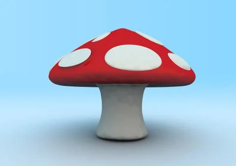 Toadstool on  pale blue background Stock Illustration