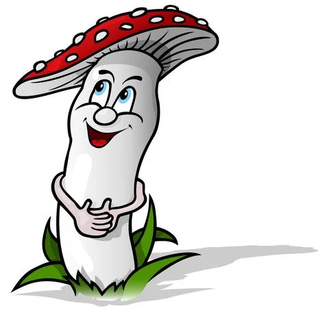 Toadstool with a Red Hat with Folded Arms Stock Illustration