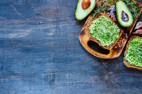 Toast with avocado Stock Photos