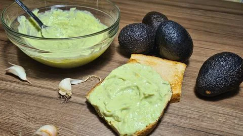 Toast with avocado Stock Photos