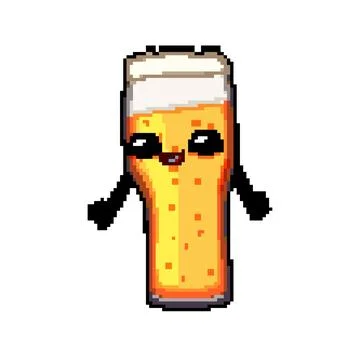 Toast beer mug character pixel art vector illustration Stock Illustration