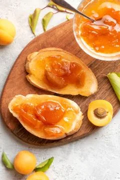 Toast of bread and apricot jam Stock Photos