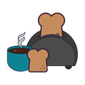 Toast bread and coffee breakfast Stock Illustration