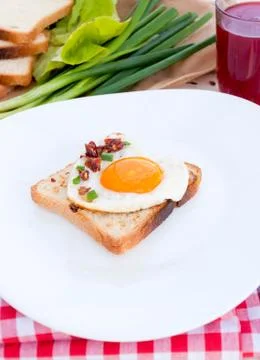 Toast bread and egg Stock Photos