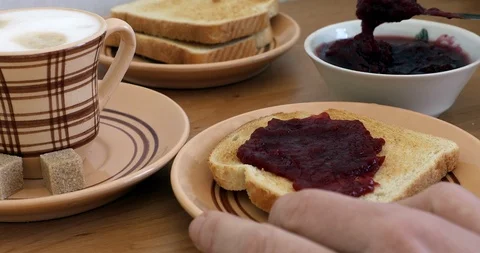 Toast bread and Jam Video stock 95584277
