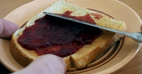 Toast bread and Jam Stock Footage 95596050